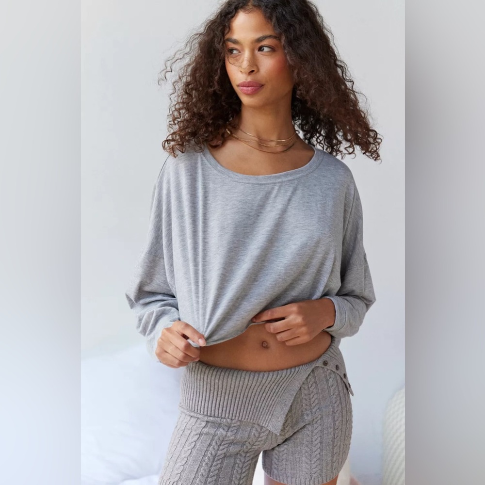 NWT Urban Outfitters | Out From Under | Addison Cozy Cropped Tee - Picture 2 of 4